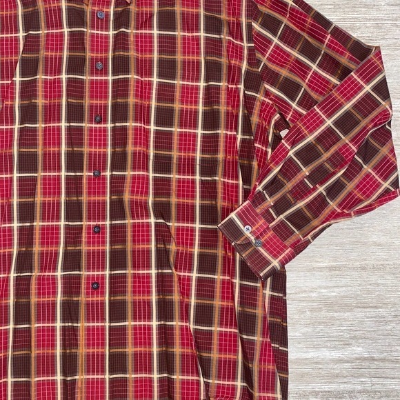 Men’s Alan Flusser Long Sleeve Plaid Button Down Shirt Size XL Red - Picture 3 of 4